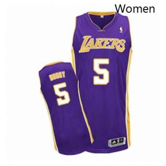 Womens Adidas Los Angeles Lakers 5 Robert Horry Authentic Purple Road NBA Jersey